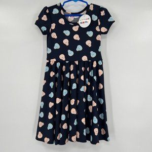 Dot Dot Smile Girl's Cap Dress 3-4 NWT Navy Blue Pear Print